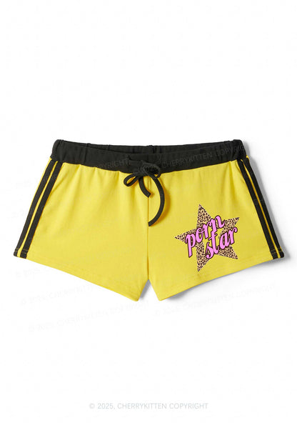 Pxrn Leopard Star Y2K Drawstring Mini Shorts Cherrykitten