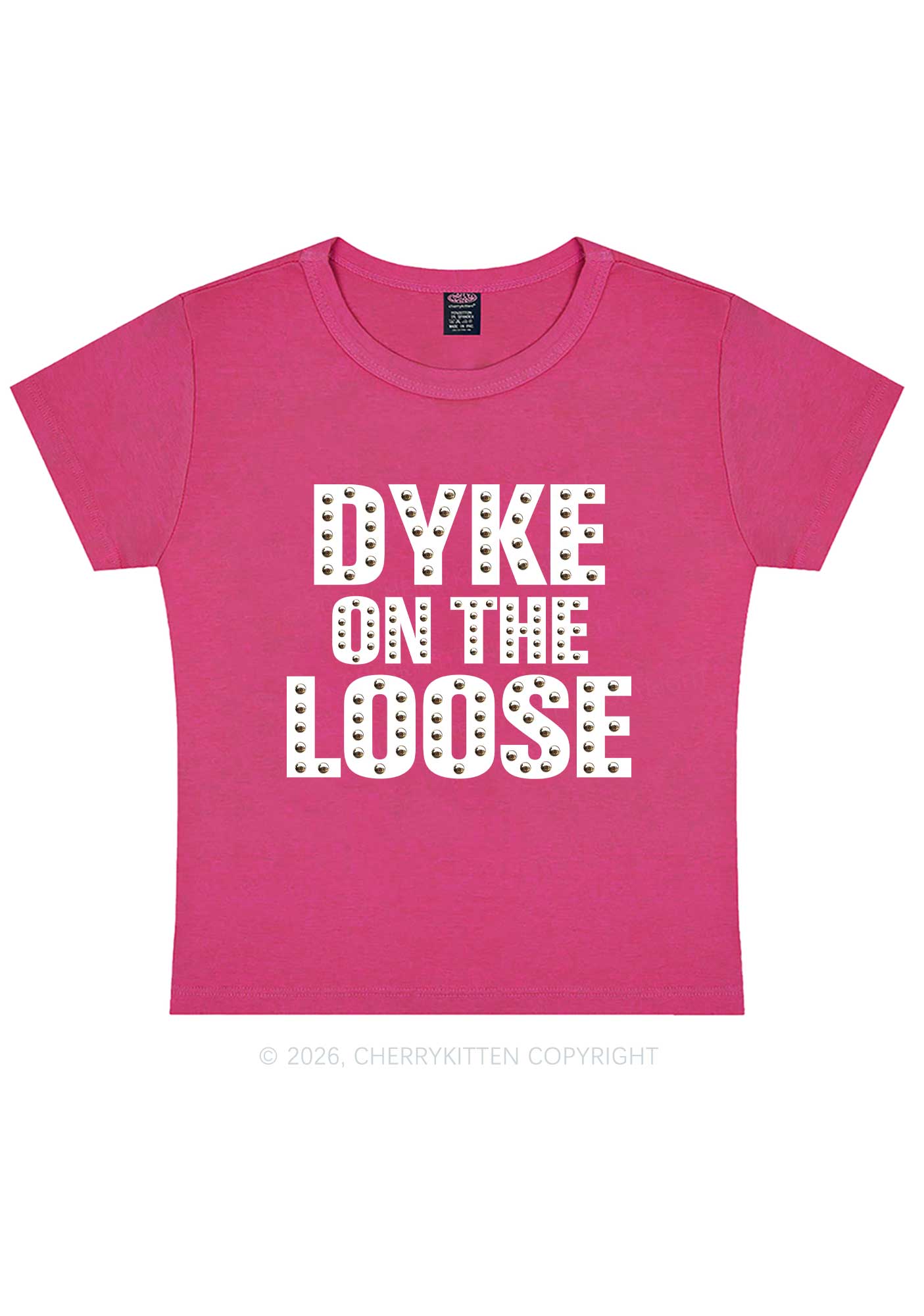 Dyke On The Loose Pride Y2K Baby Tee Cherrykitten