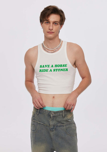 Save Horse Ride Stoner Y2K Crop Tank Top Cherrykitten