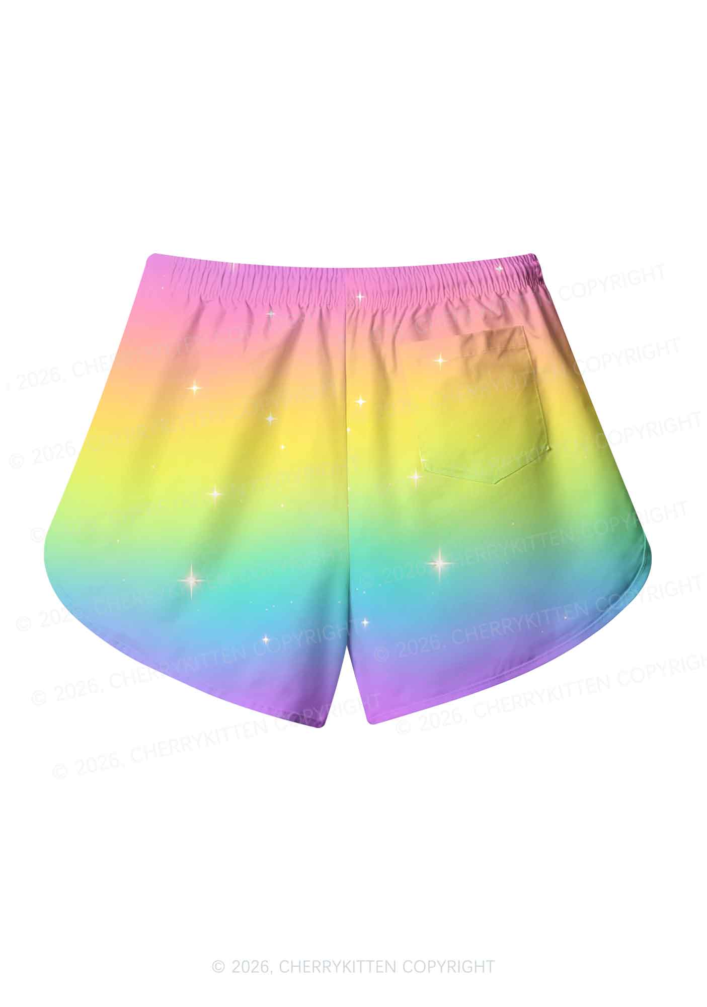Rainbow Faggot Pride Y2K Print Men Beach Shorts Cherrykitten