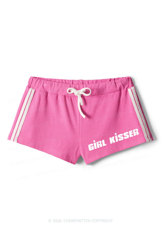 Girl Kisser Pride Y2K Drawstring Mini Shorts Cherrykitten