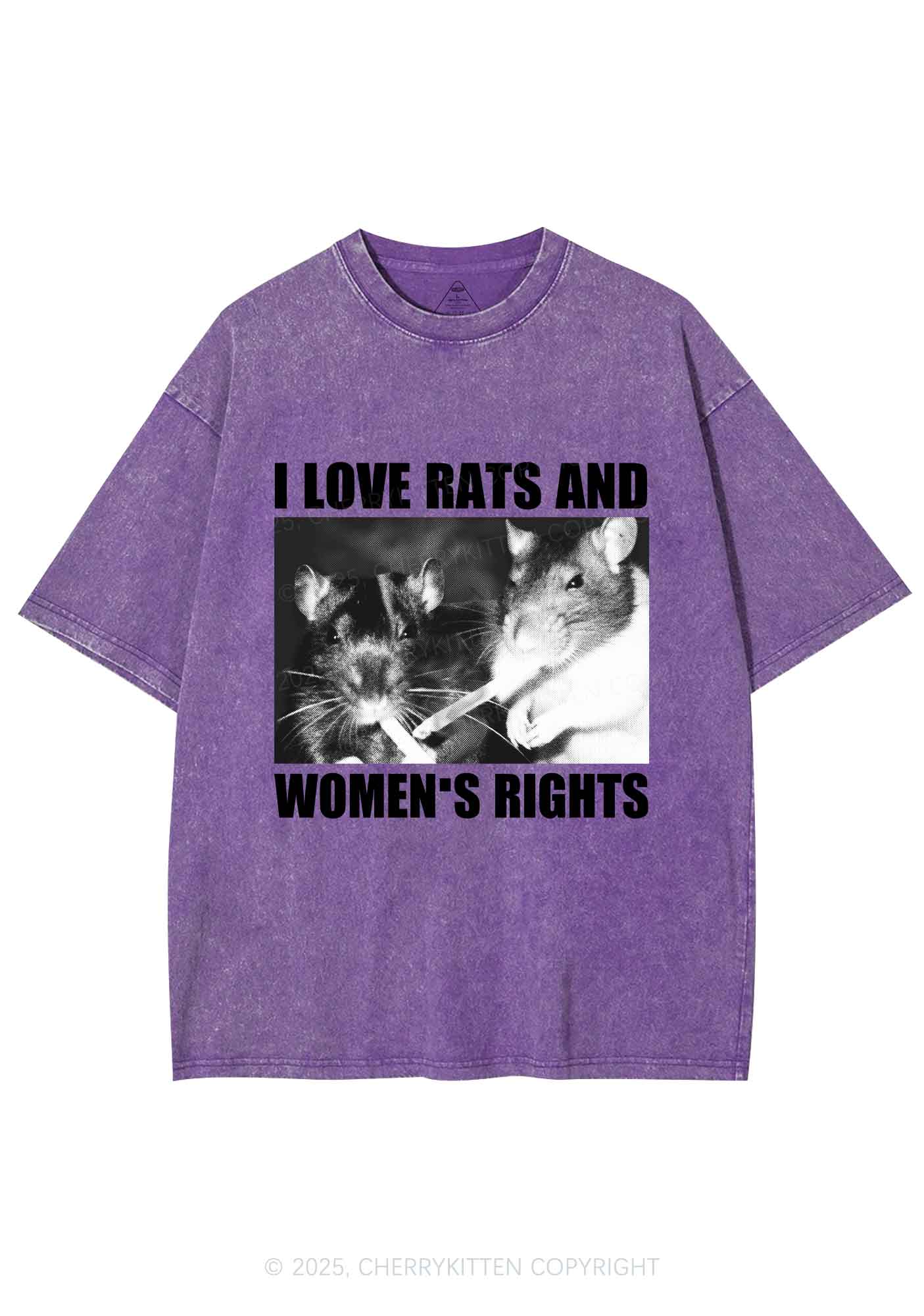 I Love Smoking Rats Y2K Shirts Washed Tee Cherrykitten