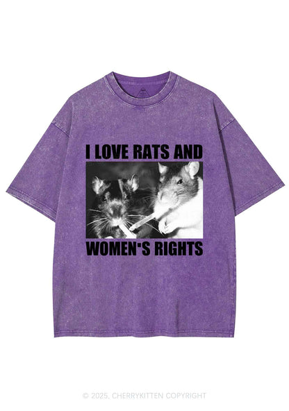 I Love Smoking Rats Y2K Shirts Washed Tee Cherrykitten