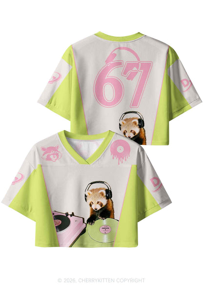 Red Panda DJ Y2K Crop Sport Jersey Shirts Cherrykitten