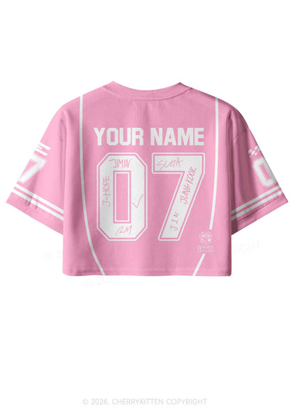 Custom Pink Korean Boys Y2K Crop Sport Jersey Shirts Cherrykitten