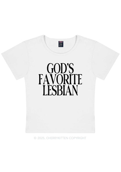 Gods Favorite Lesbian Pride Y2K Baby Tee Cherrykitten