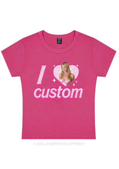 Custom I Love Photo Y2K Baby Tee Cherrykitten