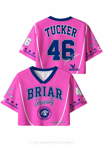 Pink Hockey Team JT Y2K Crop Sport Jersey Shirts Cherrykitten