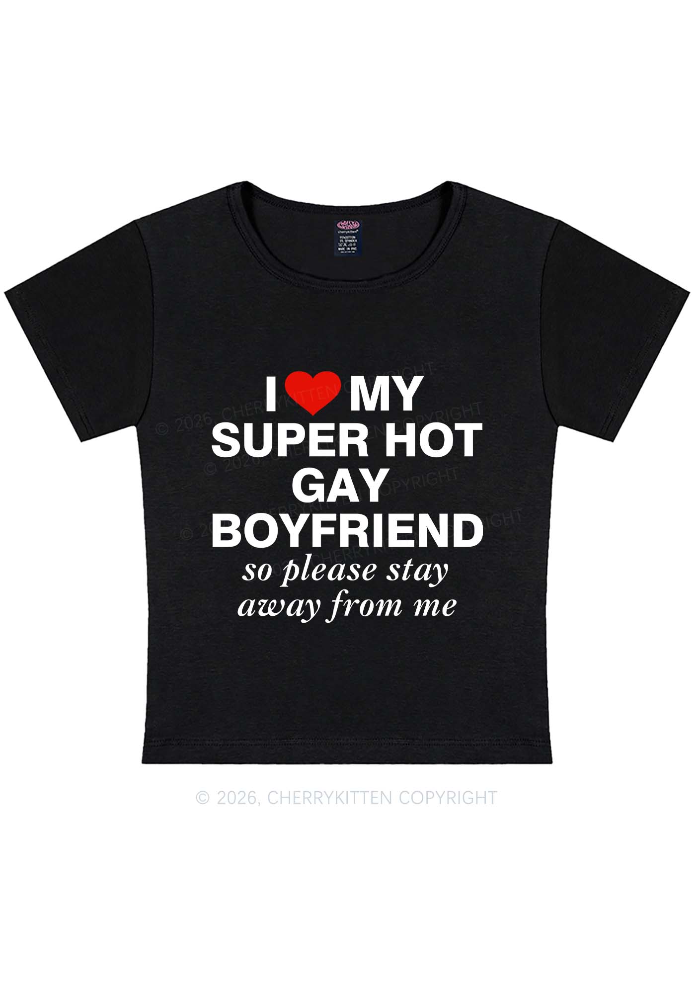 I Love My Super Hot Gay BF Pride Y2K Baby Tee Cherrykitten
