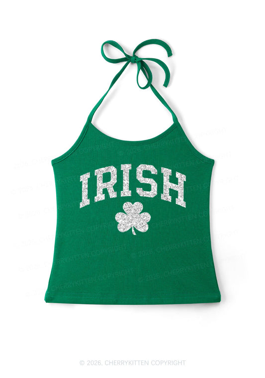 Glitter Irish Shamrock St Patricks Y2K Halter Neck Cami Cherrykitten