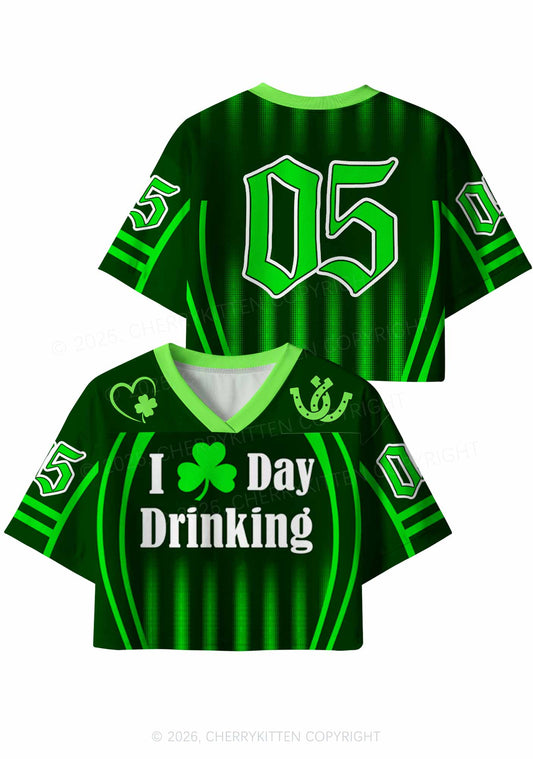 Custom I Love Day Drinking St Patricks Y2K Crop Sport Jersey Shirts Cherrykitten
