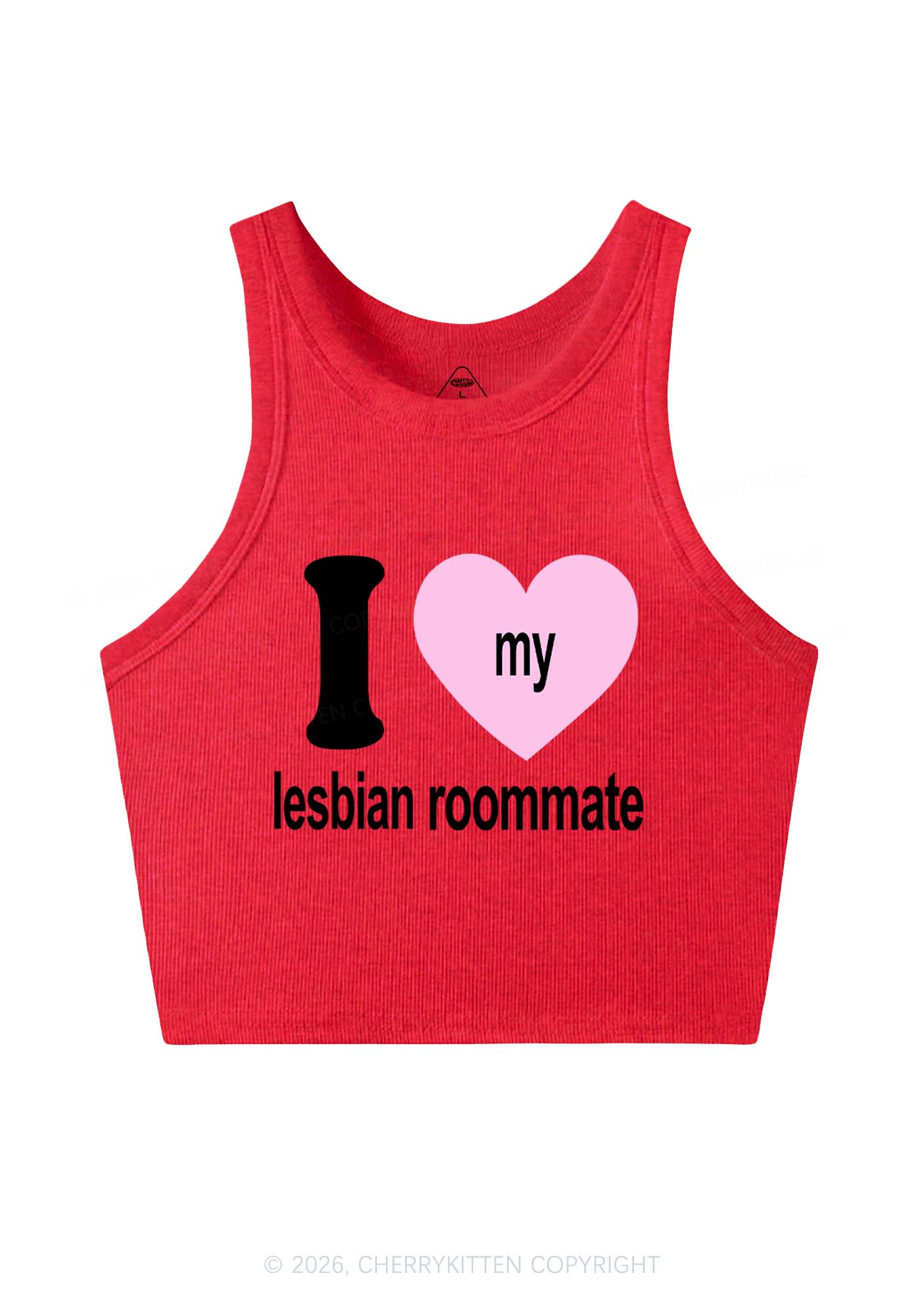 I Love My Lesbian Roommate Pride Y2K Crop Tank Top Cherrykitten