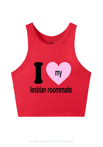 I Love My Lesbian Roommate Pride Y2K Crop Tank Top Cherrykitten