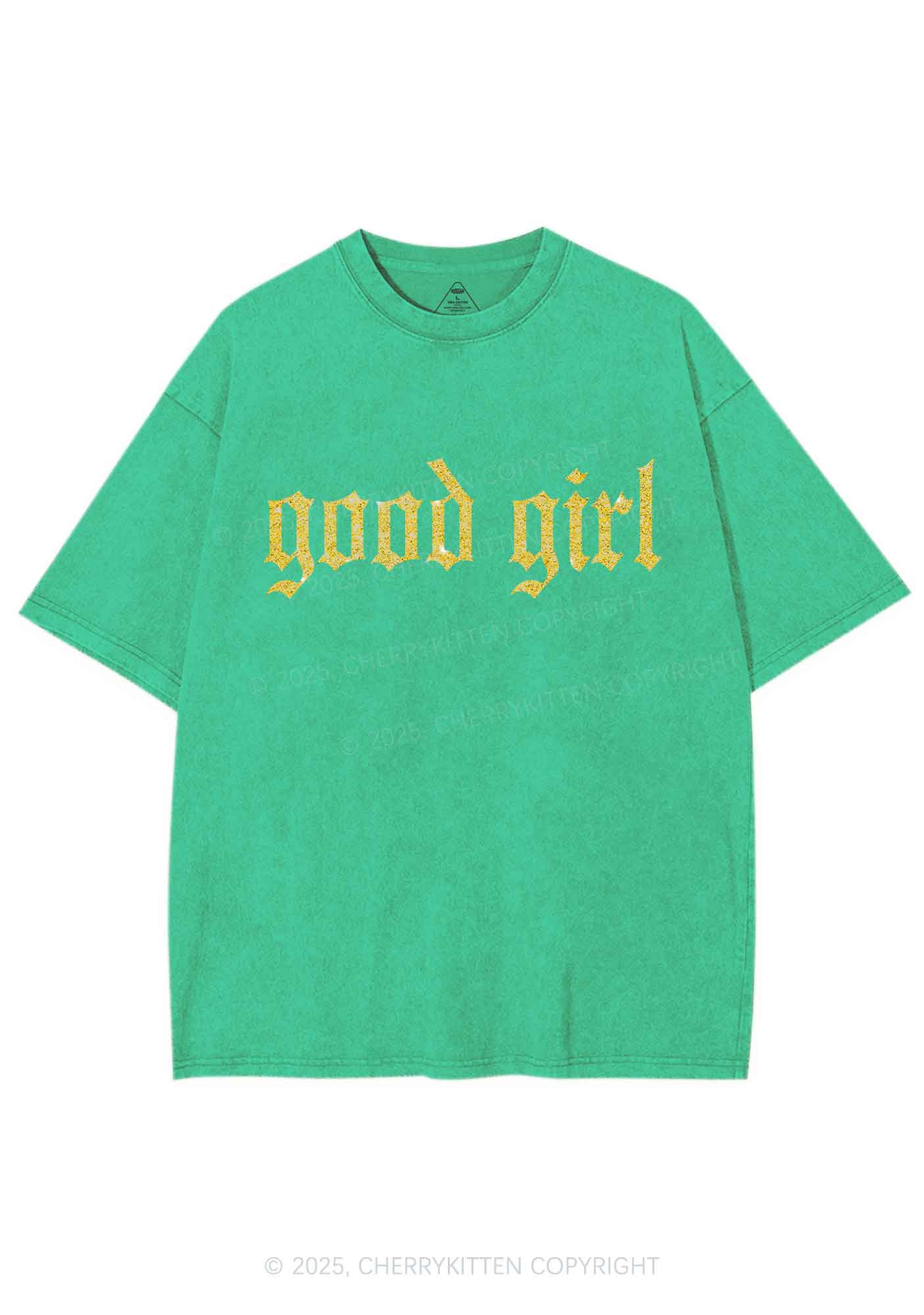 Glitter Good Girl Y2K Shirts Washed Tee Cherrykitten