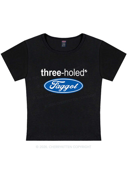 Three Holed Faggot Pride Y2K Baby Tee Cherrykitten