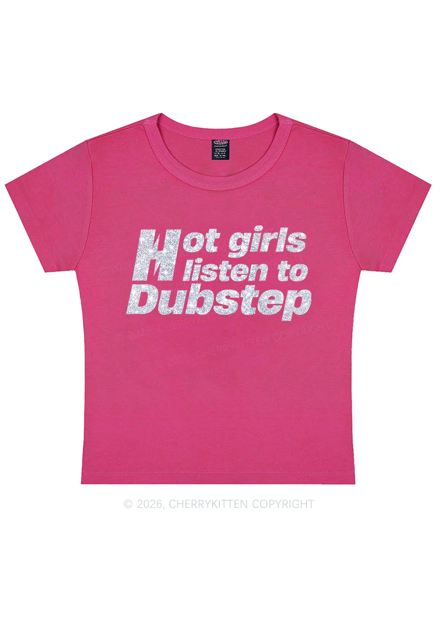 Glitter Hot Girls Listen To Dubstep Y2K Baby Tee Cherrykitten