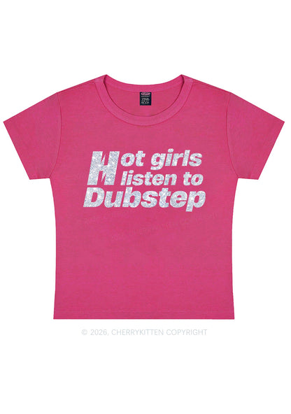 Glitter Hot Girls Listen To Dubstep Y2K Baby Tee Cherrykitten