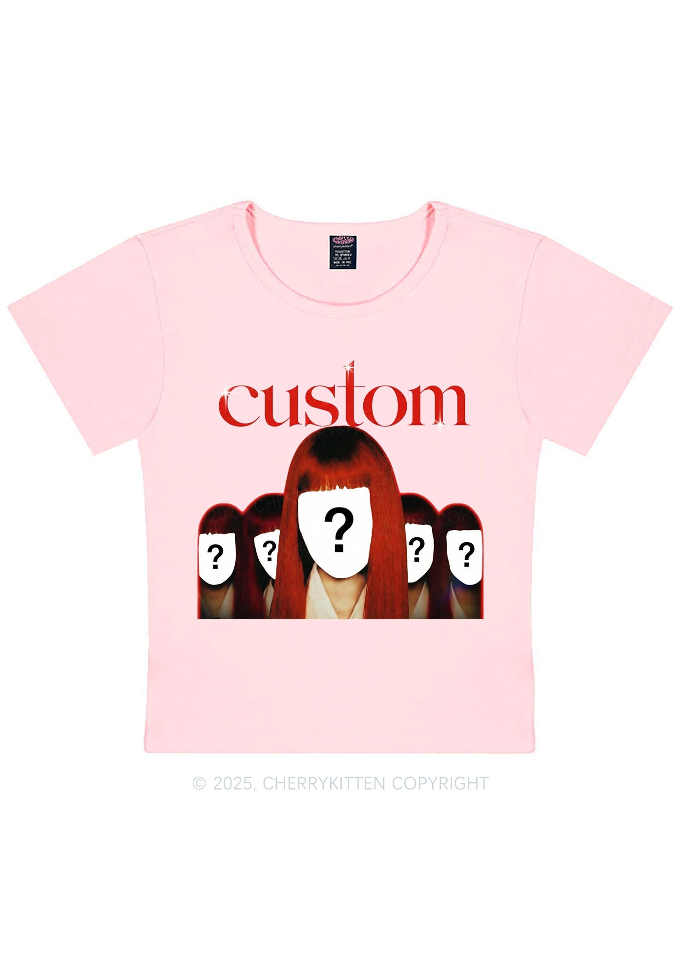 Custom Five Portraits Y2K Baby Tee Cherrykitten