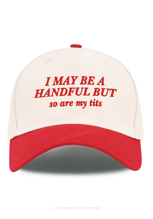Embroidered I May Be A Handful Y2K Color Block Baseball Cap Cherrykitten
