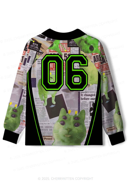 Custom Green Alien Kitten Y2K Sport Long Sleeve Jersey Shirts Cherrykitten