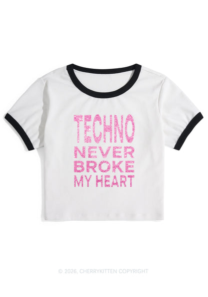 Glitter Techno Heart Y2K Ringer Tee Cherrykitten