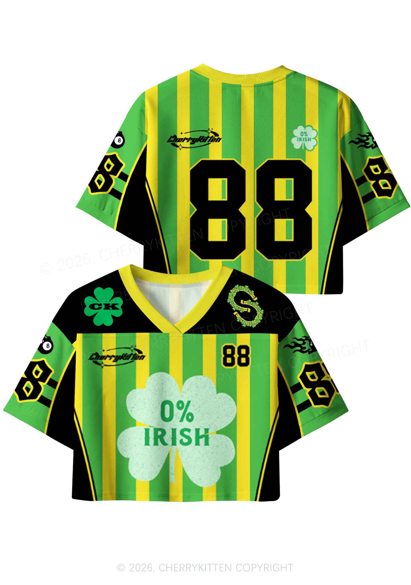 Custom Zero Percent Irish St Patricks Y2K Crop Sport Jersey Shirts Cherrykitten