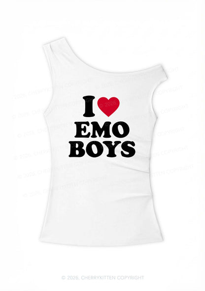 I Love Emo Boys Y2K Off Shoulder Tank Top Cherrykitten