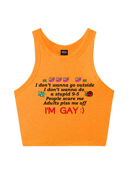 People Scare Me Im Gay Pride Y2K Crop Tank Top Cherrykitten