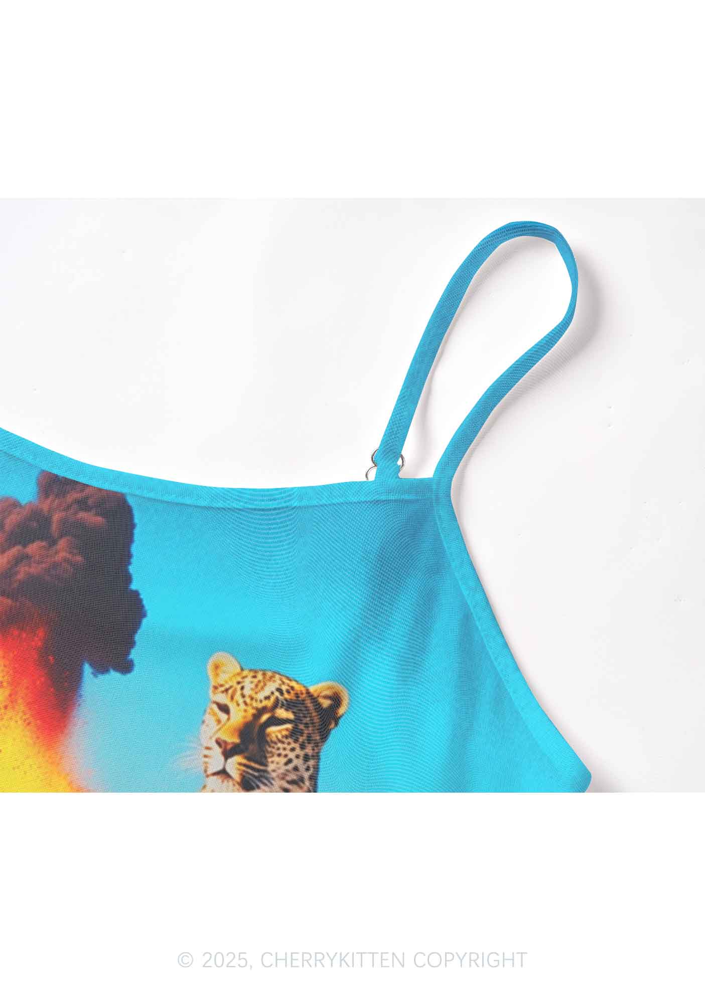 Yoga Leopard And Volcano Y2K Mesh Cami Tank Cherrykitten