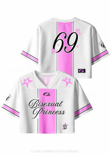 White Bisexual Princess Pride Y2K Crop Sport Jersey Shirts Cherrykitten