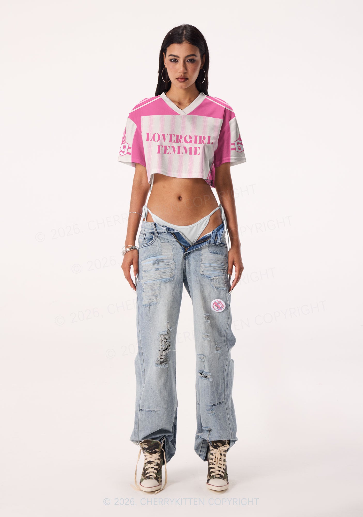 Lovergirl Femme Pride Y2K Crop Sport Jersey Shirts Cherrykitten