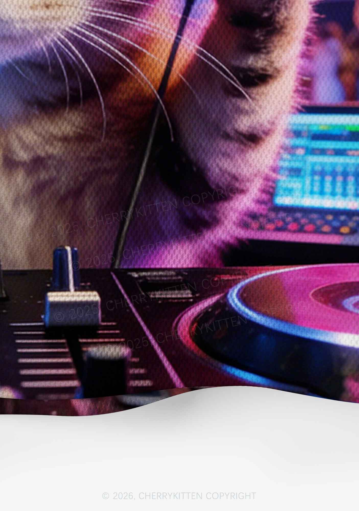 DJ Cat Rave Y2K Crop Sport Jersey Shirts Cherrykitten
