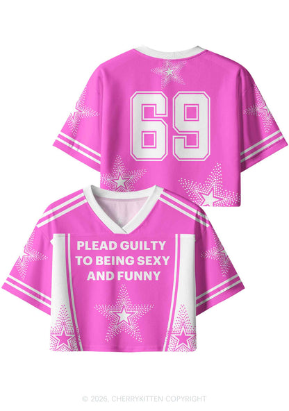 Plead Guilty To Being Funny Y2K Crop Sport Jersey Shirts Cherrykitten