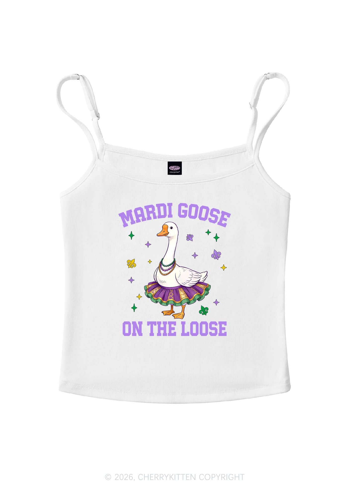 Mardi Gras Goose Y2K Spaghetti Strap Cami Cherrykitten