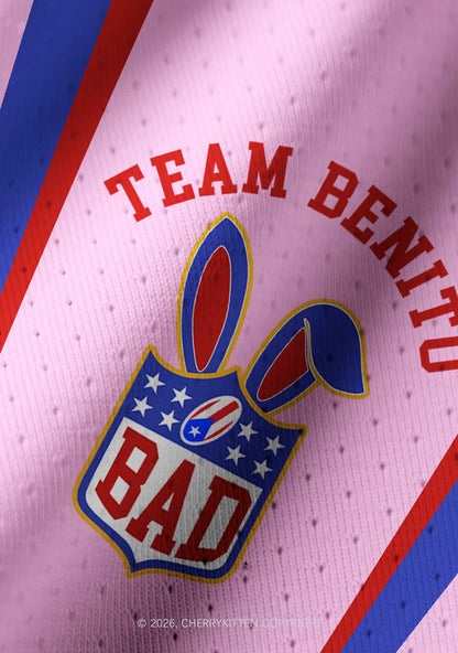 Pink Football Bunny Y2K Crop Football Jersey Shirts Cherrykitten