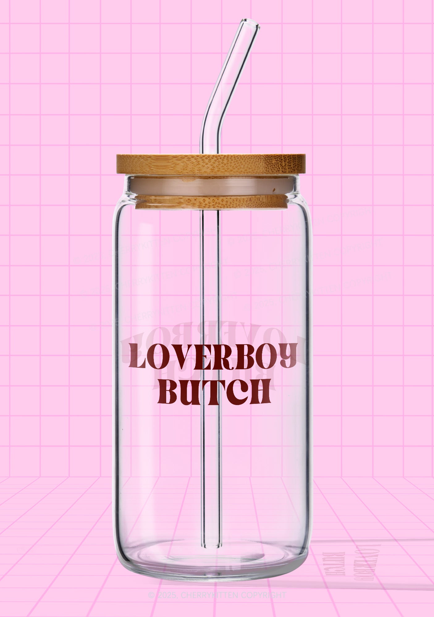 Loverboy Butch Pride Y2K Printed Glass Cup Cherrykitten