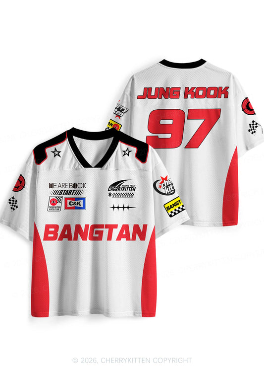 White Korean Boys Y2K Sport Jersey Shirts Cherrykitten