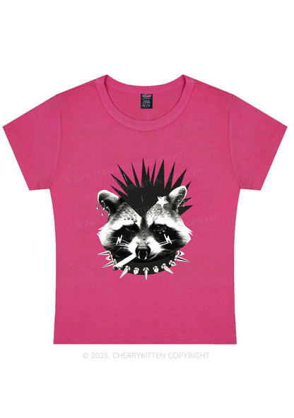 Punk Raccoon Y2K Baby Tee Cherrykitten