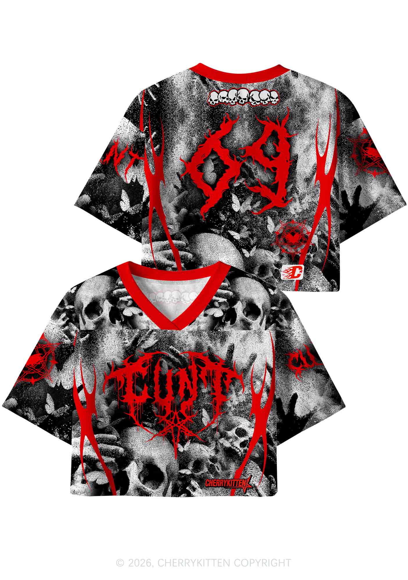 Halloween Punk Cxxt Y2K Crop Sport Jersey Shirts Cherrykitten