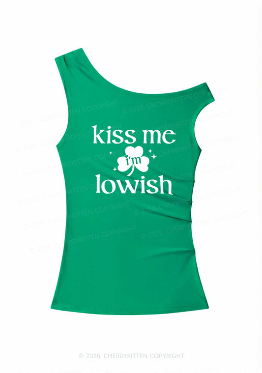 Kiss Me Im Iowish St Patricks Y2K Off Shoulder Tank Top Cherrykitten