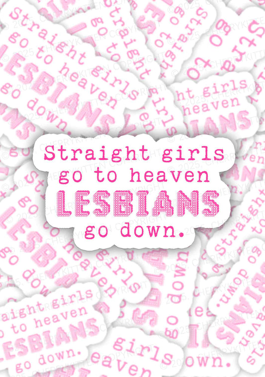 Lesbians Go Down Pride 1Pc Y2K Sticker Cherrykitten
