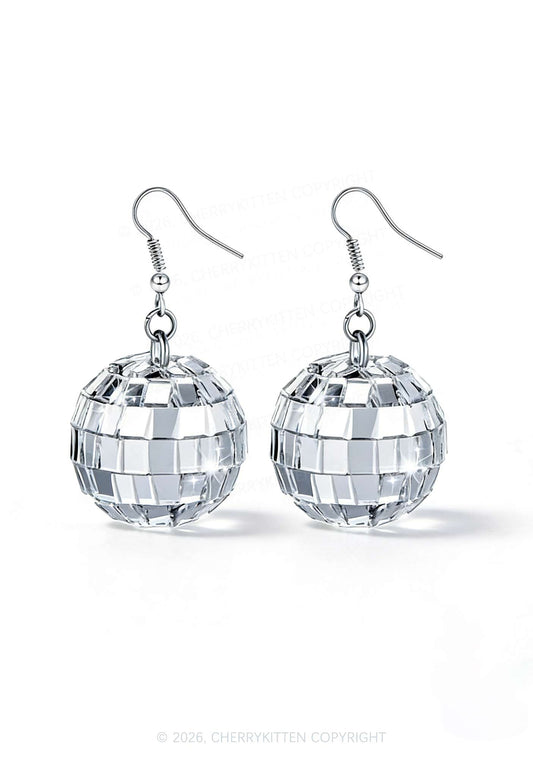 Metal Disco Ball Y2K Earrings Cherrykitten