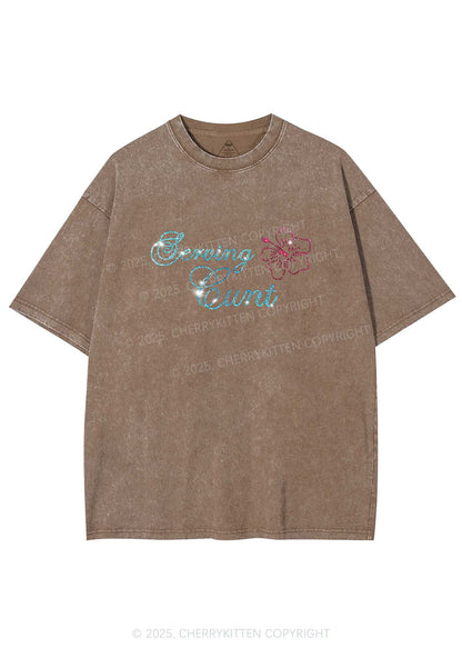 Rhinestone Serving Cxxt Y2K Shirts Washed Tee Cherrykitten