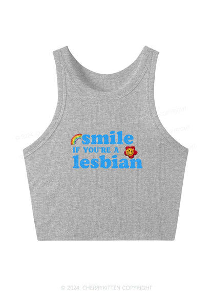 Lesbian Smile Y2K Crop Tank Top Cherrykitten
