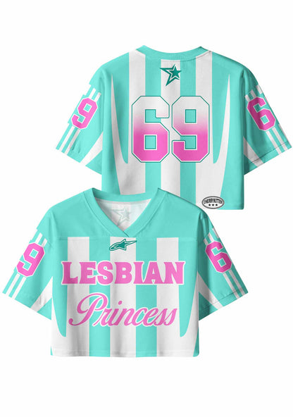 Mint Green Lesbian Princess Pride Y2K Crop Sport Jersey Shirts Cherrykitten