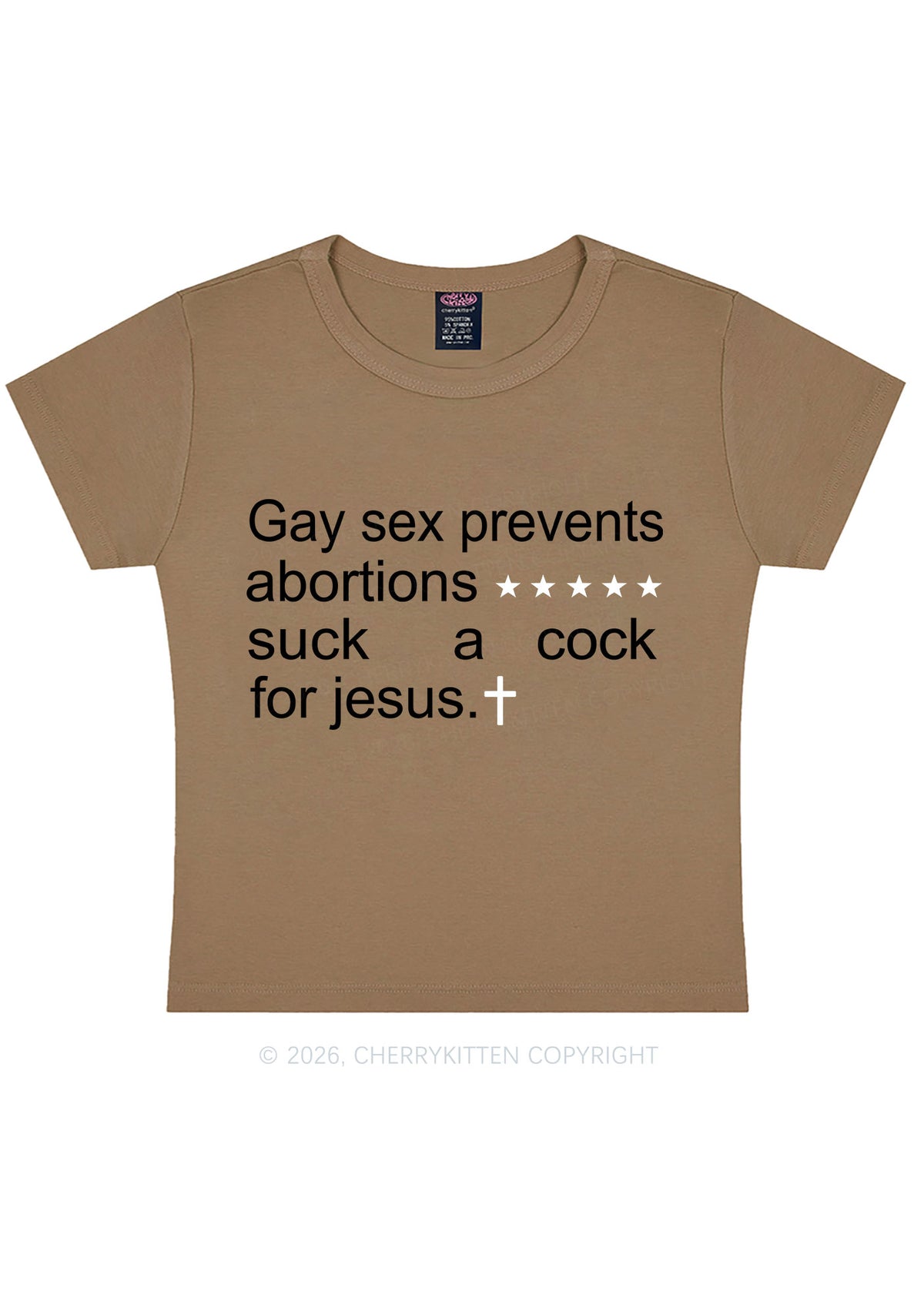 Suck A Cock For Jesus Pride Y2K Baby Tee Cherrykitten