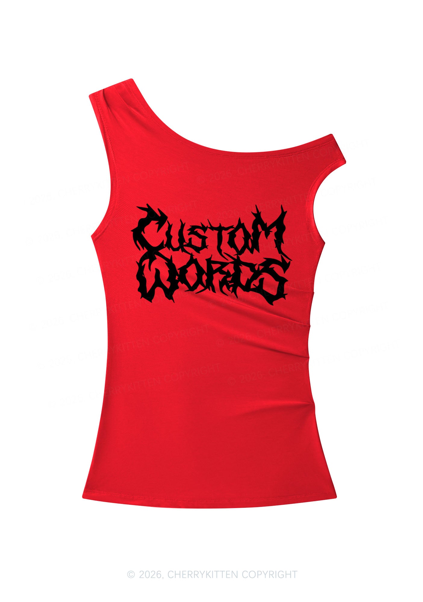 Custom Text Punk Font Y2K Off Shoulder Tank Top Cherrykitten