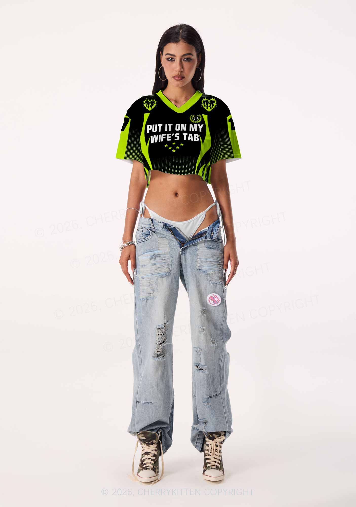 Put It On My Wifes Tab Pride Y2K Crop Sport Jersey Shirts Cherrykitten