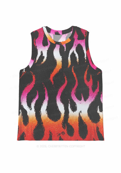 Lesbian Flame Pride Y2K Mesh Muscle Tank Cherrykitten