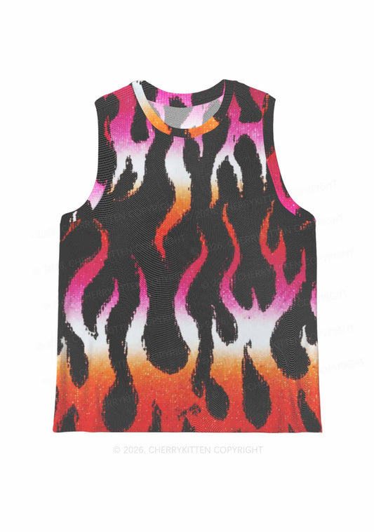Lesbian Flame Pride Y2K Mesh Muscle Tank Cherrykitten